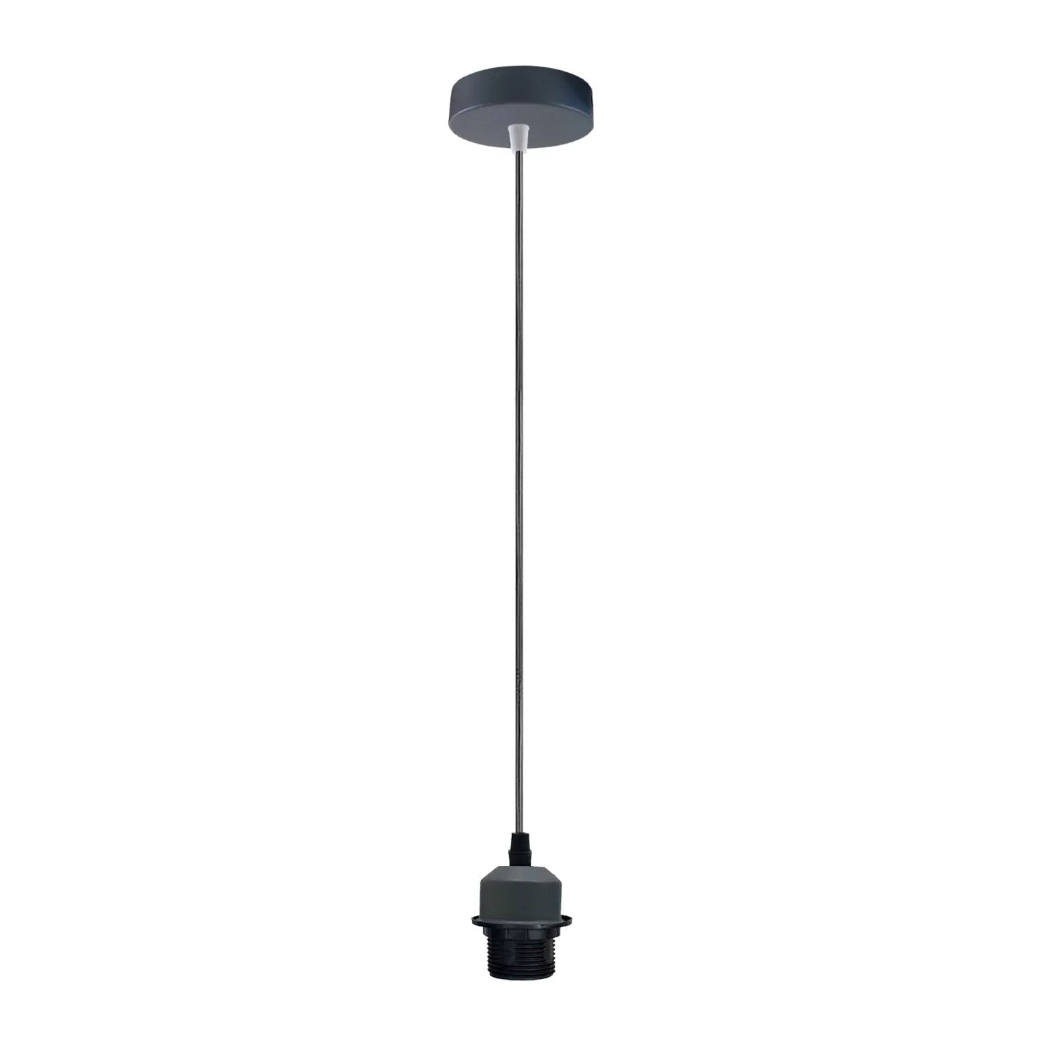 LEDSONE Industrial Grey Pendant Light Fitting, Lampshade Addable E27 Lamp Holder UK Holder Fitting Set With PVC Cable. - Pendant Lights