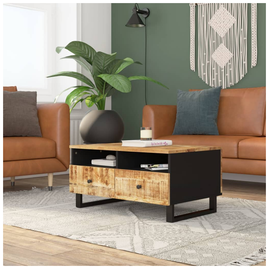 vidaXL VidaXL Coffee Table 80x54x40 cm Solid Mango Wood and Engineered Wood with Rustic Finish for Living Room - Coffee Table