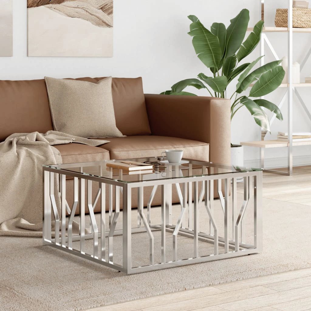 VidaXL Coffee Table 80x80x40 cm Glass and Steel LivingRoom by vidaXL