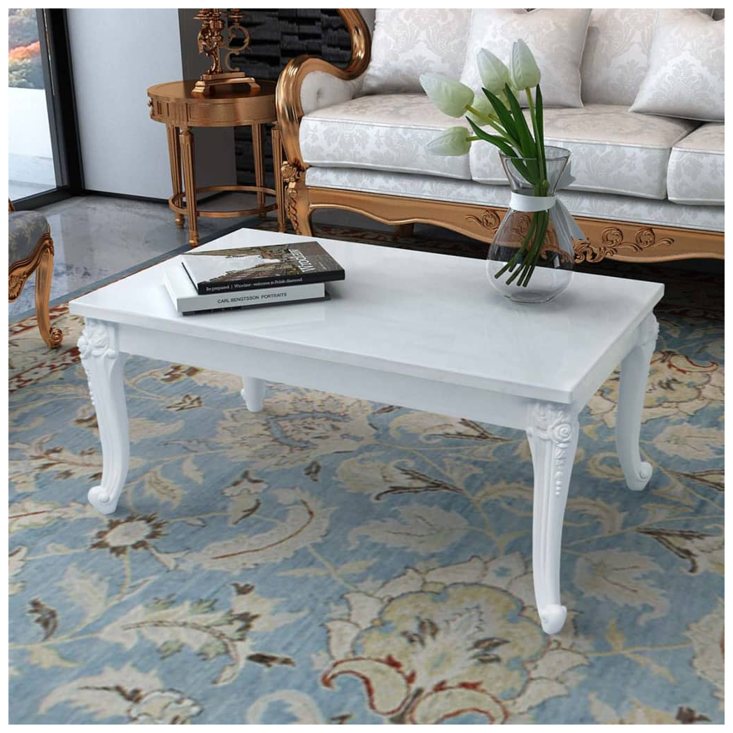 vidaXL vidaXL Coffee Table 100x50x42 cm High Gloss White Durable Engineered Wood For Living Room Decor - Coffee Table