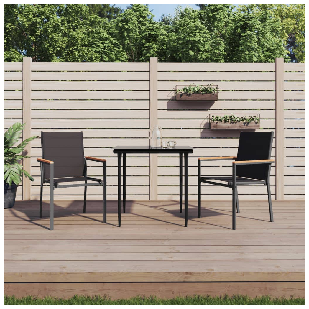 vidaXL VidaXL 3 Piece Garden Dining Set Black Textilene Outdoor - Garden Set