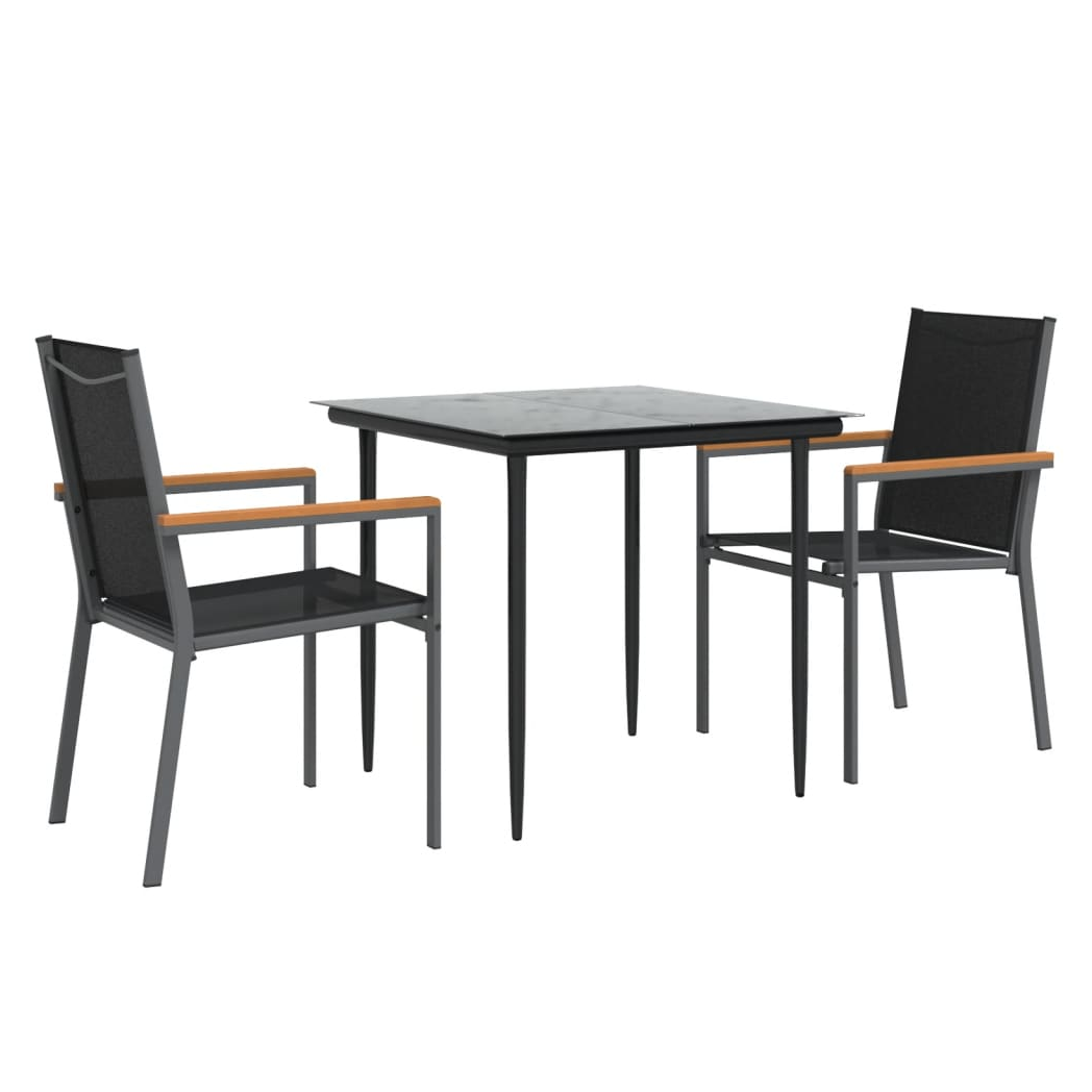 vidaXL VidaXL 3 Piece Garden Dining Set Black Textilene Outdoor - Garden Set