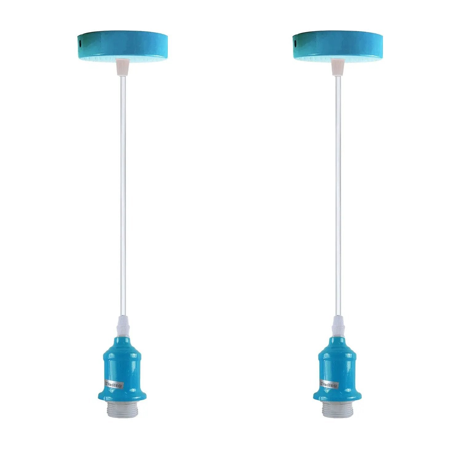 LEDSONE 2 Pack Industrial Pendant Light Fitting, lampshade addable E27 Lamp Holder Fitting Set with PVC Cable - Pendant Lights