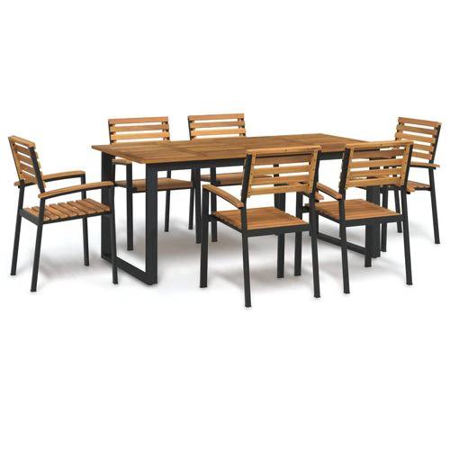 vidaXL vidaXL 9 Piece Garden Dining Set 200x90x75 cm Solid Acacia Wood and Powder-Coated Metal for Outdoor Family Meals - Garden Set