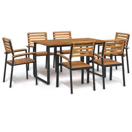 vidaXL vidaXL 9 Piece Garden Dining Set 200x90x75 cm Solid Acacia Wood and Powder-Coated Metal for Outdoor Family Meals - Garden Set