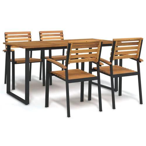 vidaXL 9 Piece Garden Dining Set 200x90x75 cm Solid Acacia Wood and Powder-Coated Metal for Outdoor Family Meals by vidaXL