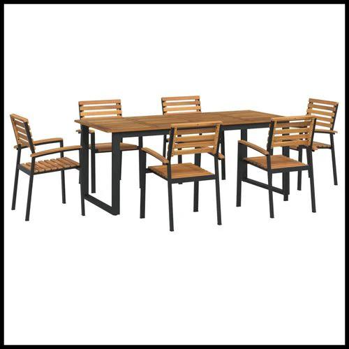 vidaXL vidaXL 9 Piece Garden Dining Set 200x90x75 cm Solid Acacia Wood and Powder-Coated Metal for Outdoor Family Meals - Garden Set