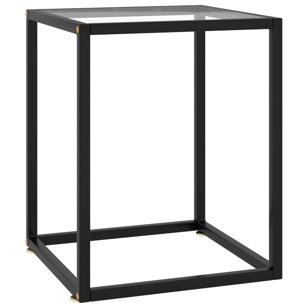 vidaXL vidaXL Coffee Table 60x60x35 cm Tempered Glass Marble Look Durable Black Steel Frame Living Room Decor - Coffee Table