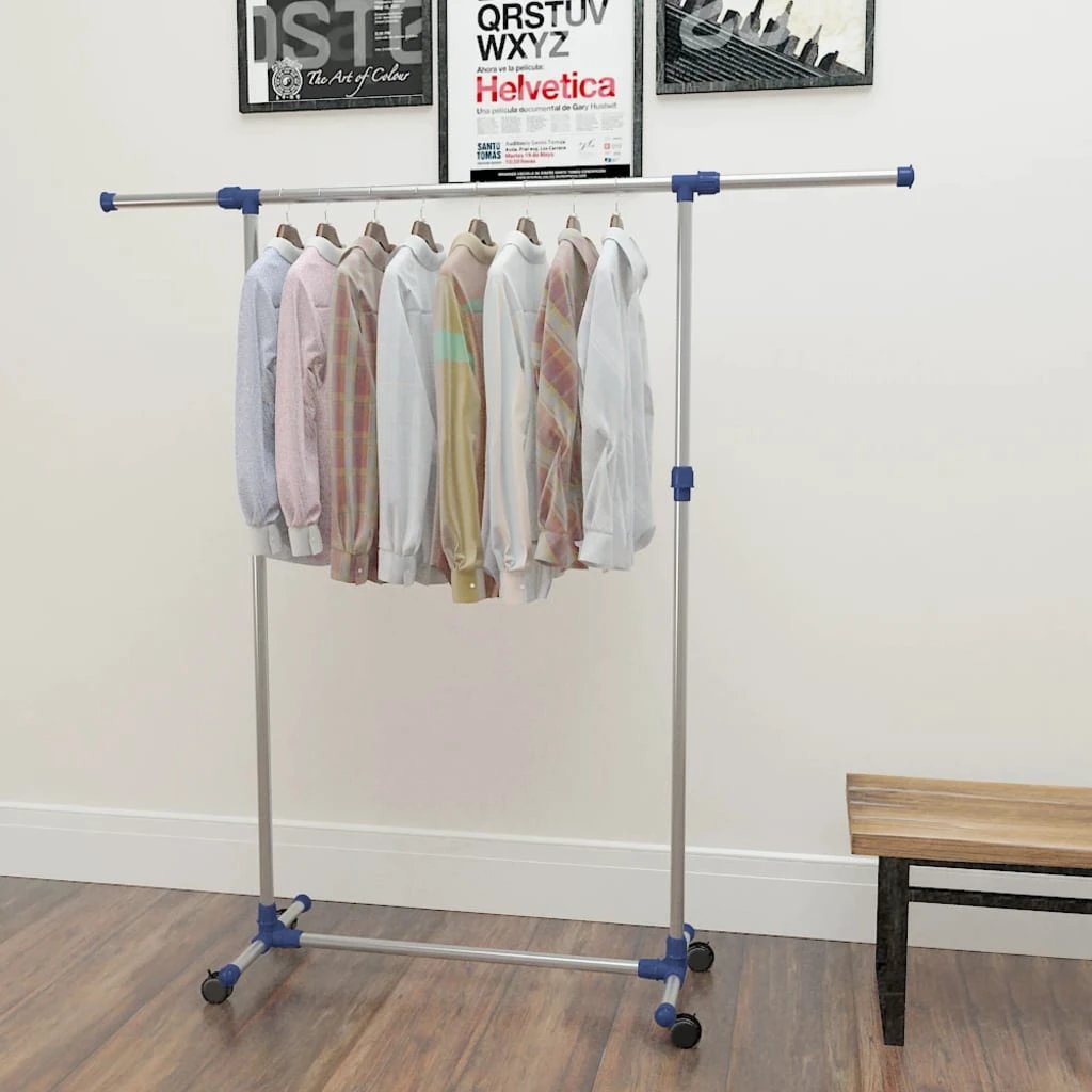 vidaXL Adjustable Clothes Rack 165x44x150 cm Stainless Steel Adjustable Height For Bedroom by vidaXL