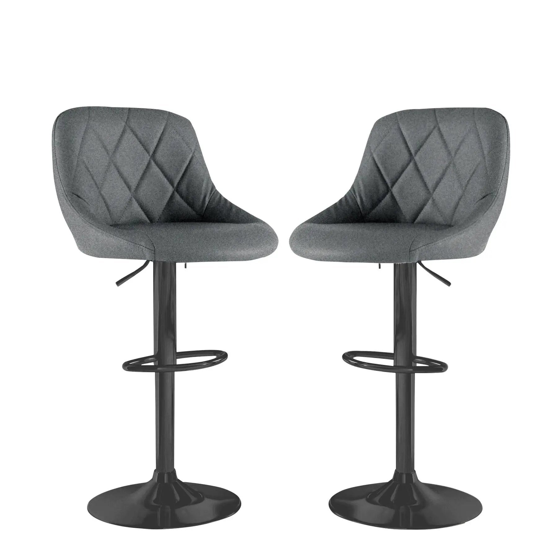Neo Neo Set of Two Dark Grey Fabric Bar Stools - Bar Stool