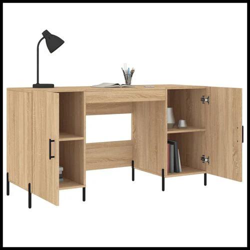 vidaXL Desk White 140x50x75 cm Engineered Wood with Ample Storage by vidaXL