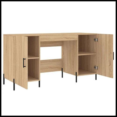 vidaXL Desk White 140x50x75 cm Engineered Wood with Ample Storage by vidaXL