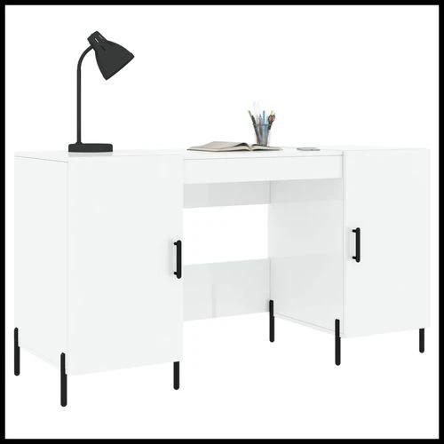 vidaXL Desk White 140x50x75 cm Engineered Wood with Ample Storage by vidaXL