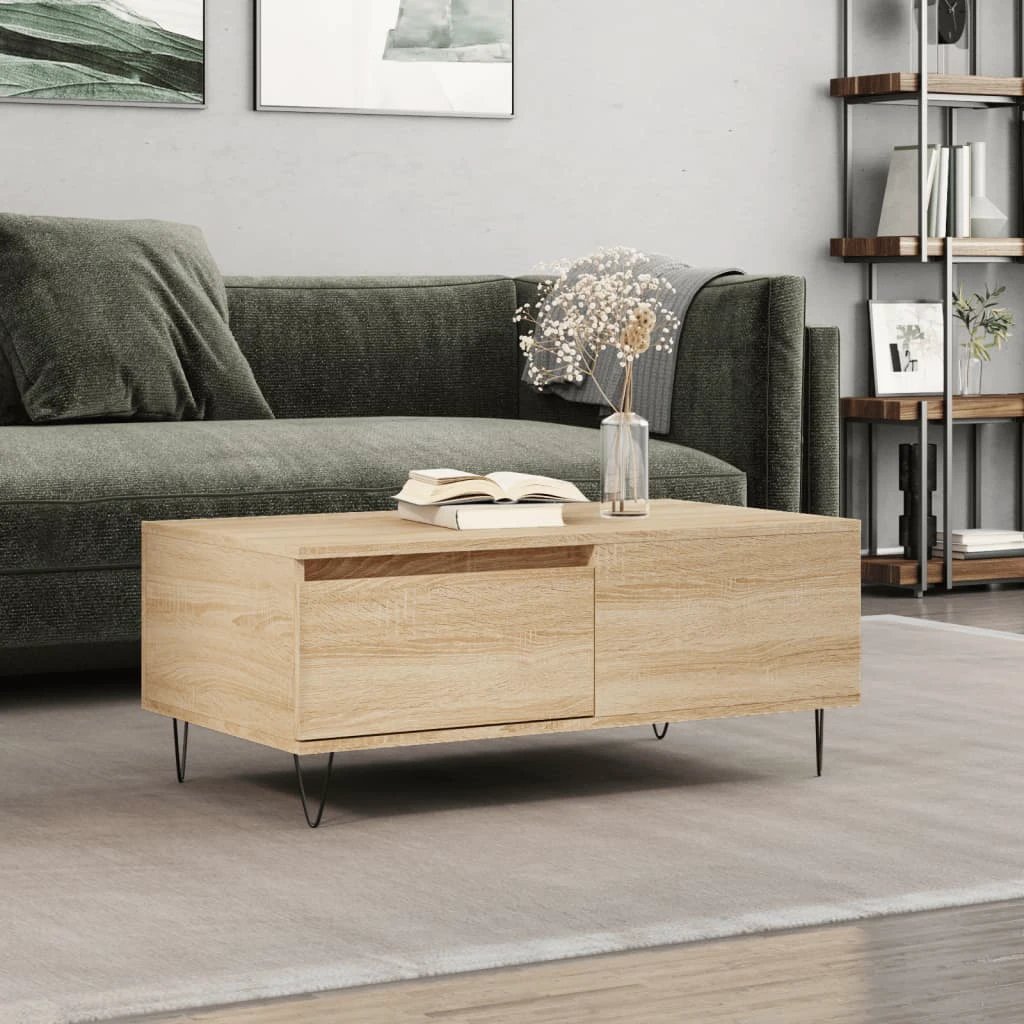 vidaXL Coffee Table 90x50x36.5 cm White Engineered Wood Moisture-Resistant Living Room by vidaXL