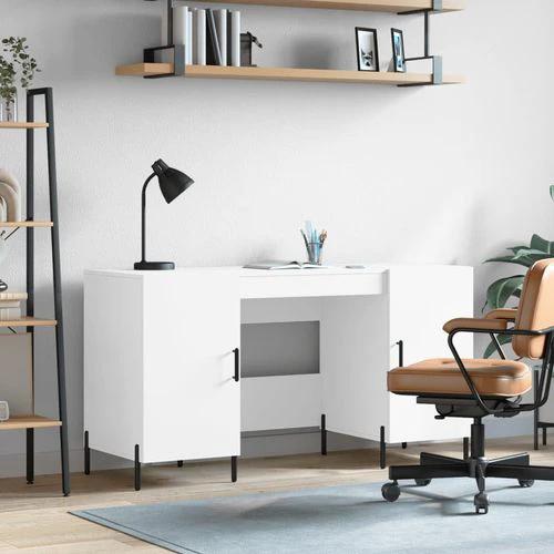 vidaXL vidaXL Desk White 140x50x75 cm Engineered Wood with Ample Storage - Uncategorized Desk