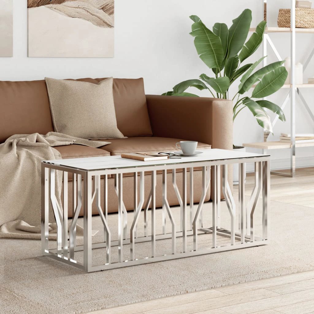 VidaXL Coffee Table 110x45x45 Stainless Steel And Glass Home by vidaXL