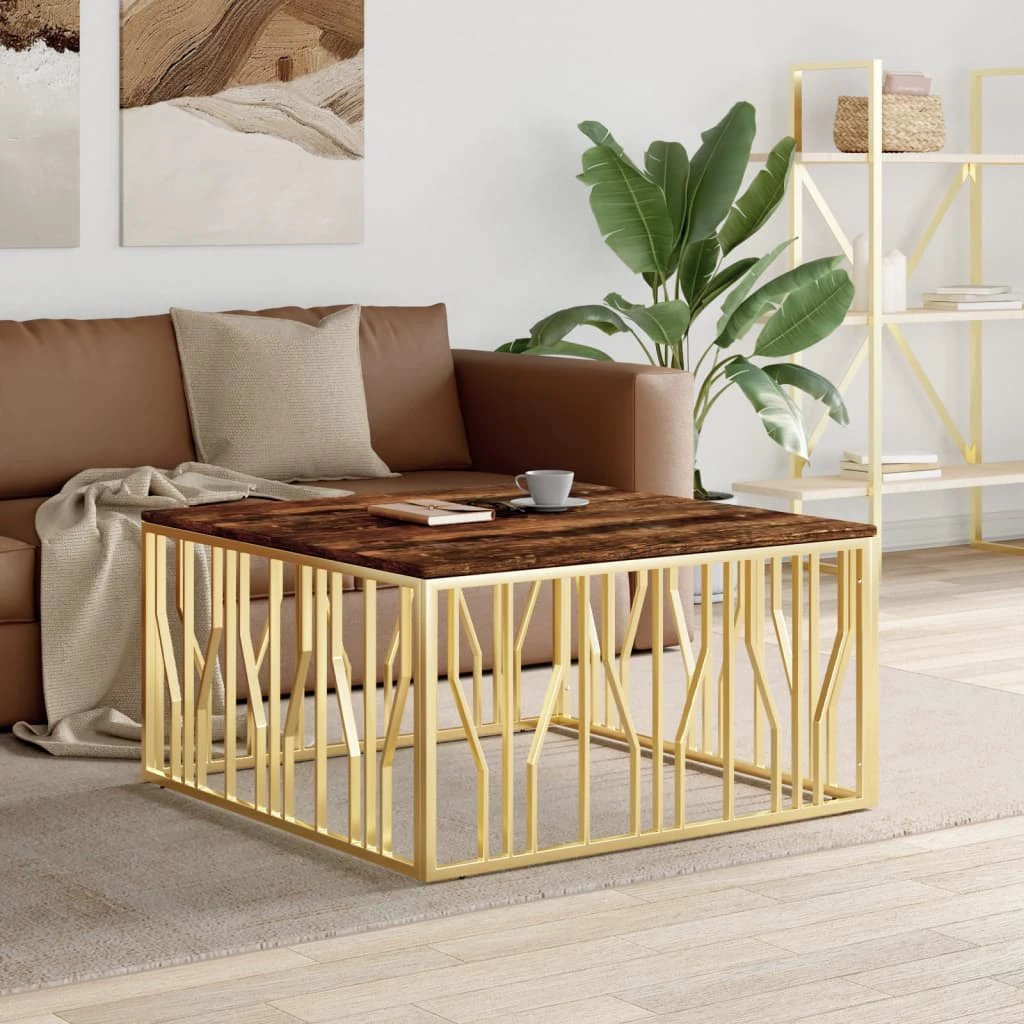 vidaXL VidaXL Coffee Table 100x100x50 Cm Stainless Steel Glass Modern Living Room With Durable Frame And Clear Top - Coffee Table