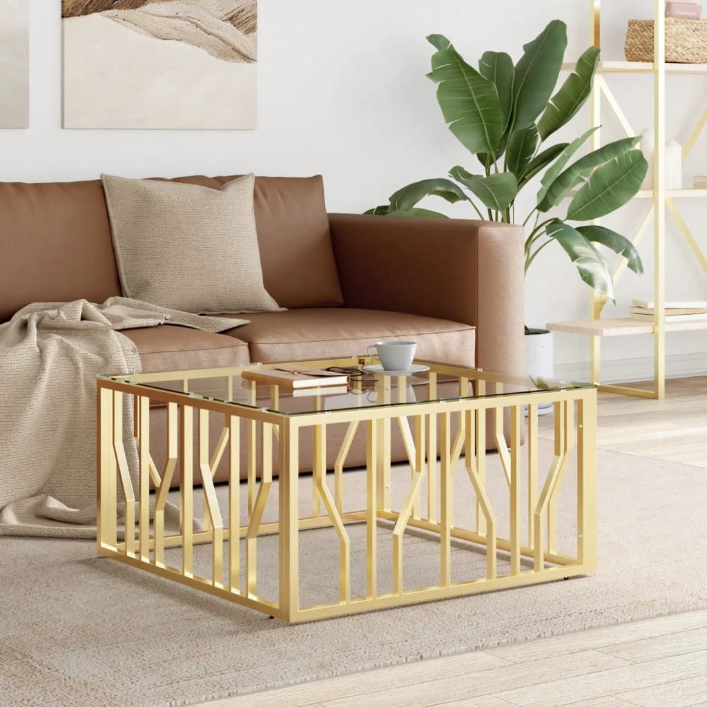 VidaXL Coffee Table 80x80x40 cm Glass and Steel LivingRoom by vidaXL