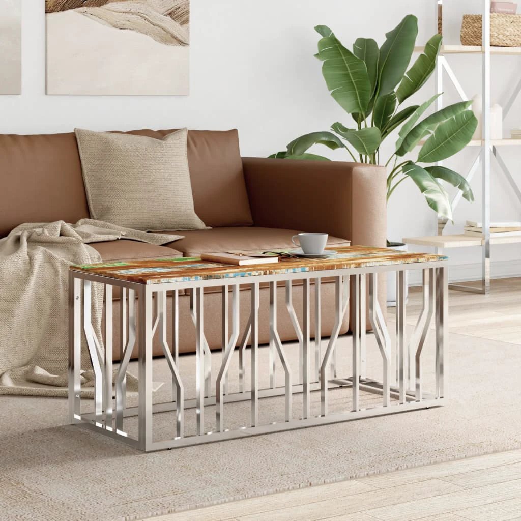 VidaXL Coffee Table 110x45x45 Stainless Steel And Glass Home by vidaXL