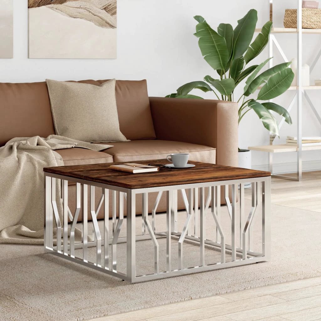 VidaXL Coffee Table 80x80x40 cm Glass and Steel LivingRoom by vidaXL