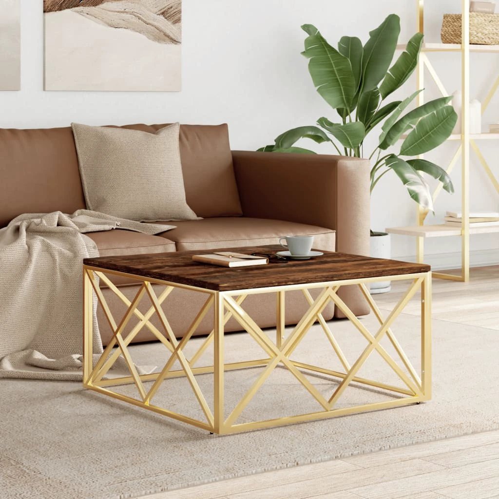 vidaXL Coffee Table 80x80x40 Cm Stainless Steel Glass Modern Living Room Decor Durable by vidaXL
