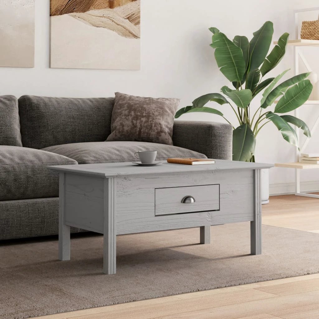 vidaXL VidaXL Coffee Table 100x55x45 Cm Solid Pine Wood French Style Drawer White For Living Room - Coffee Table