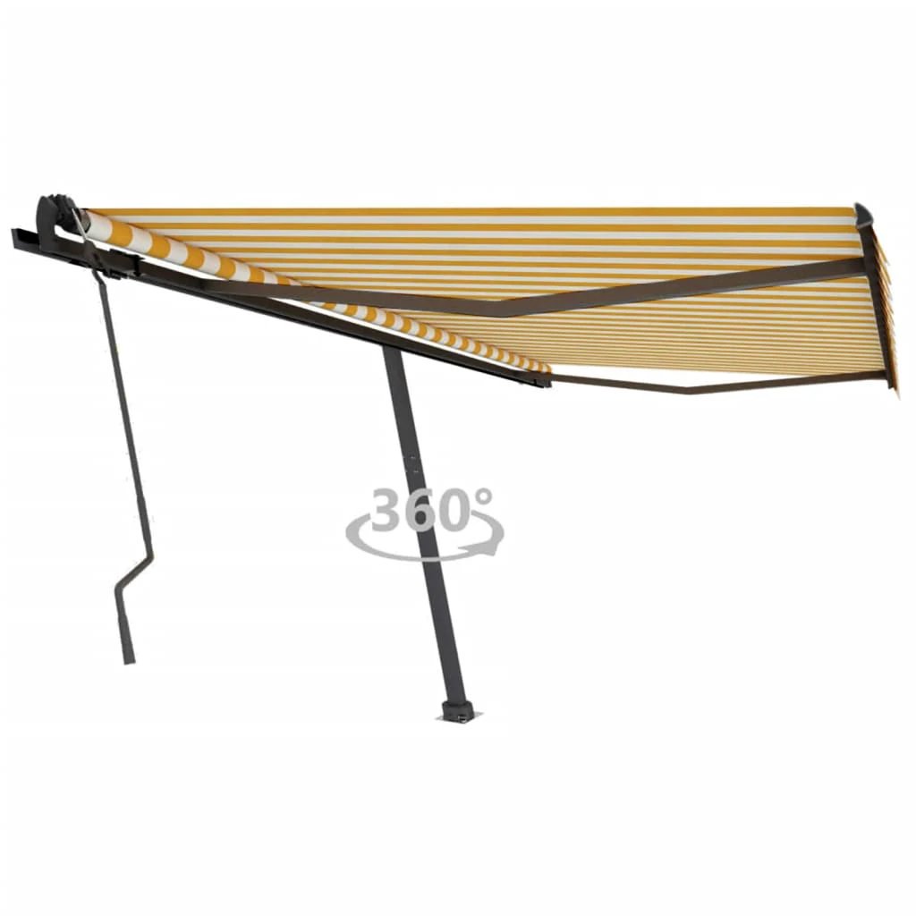 VidaXL Freestanding Manual Retractable Awning 300x250 Cm Blue White UV Resistant Outdoor Patio by vidaXL