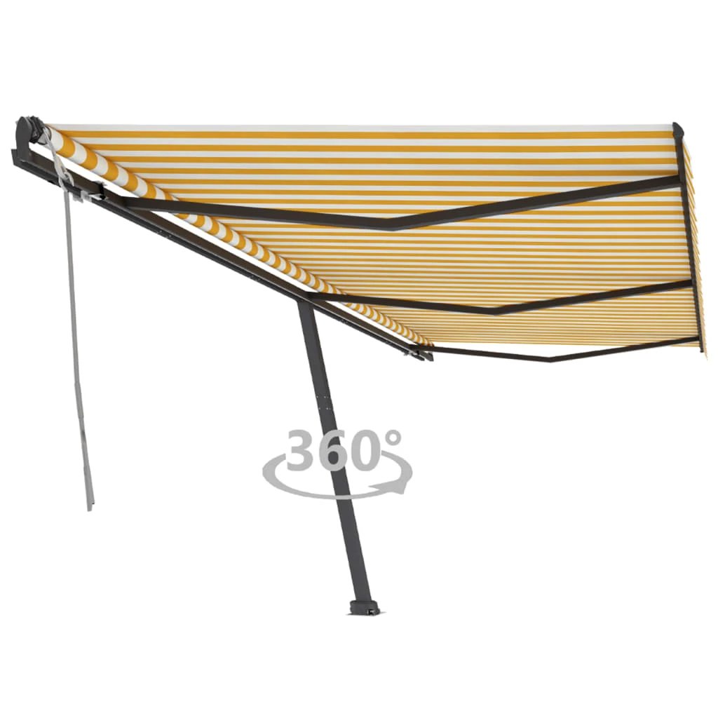 VidaXL Freestanding Manual Retractable Awning 300x250 Cm Blue White UV Resistant Outdoor Patio by vidaXL