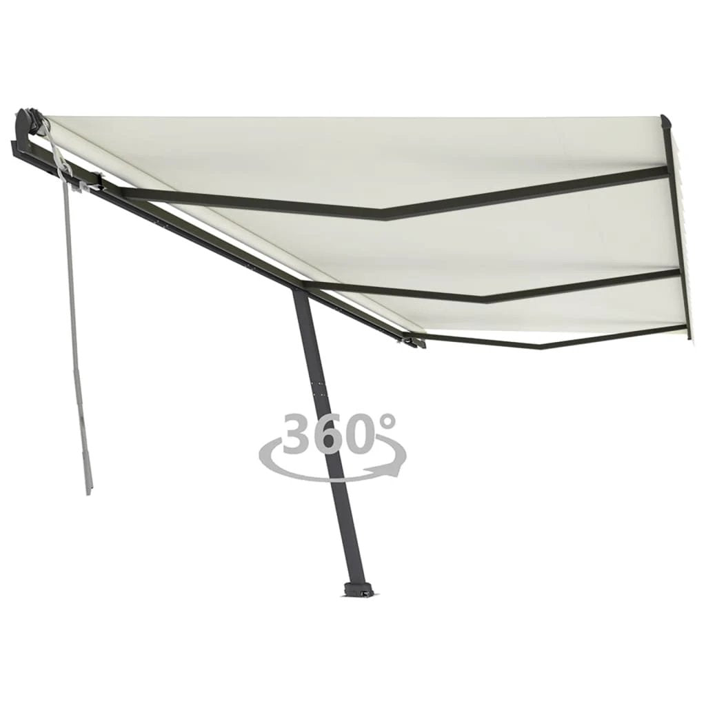 VidaXL Freestanding Manual Retractable Awning 300x250 Cm Blue White UV Resistant Outdoor Patio by vidaXL