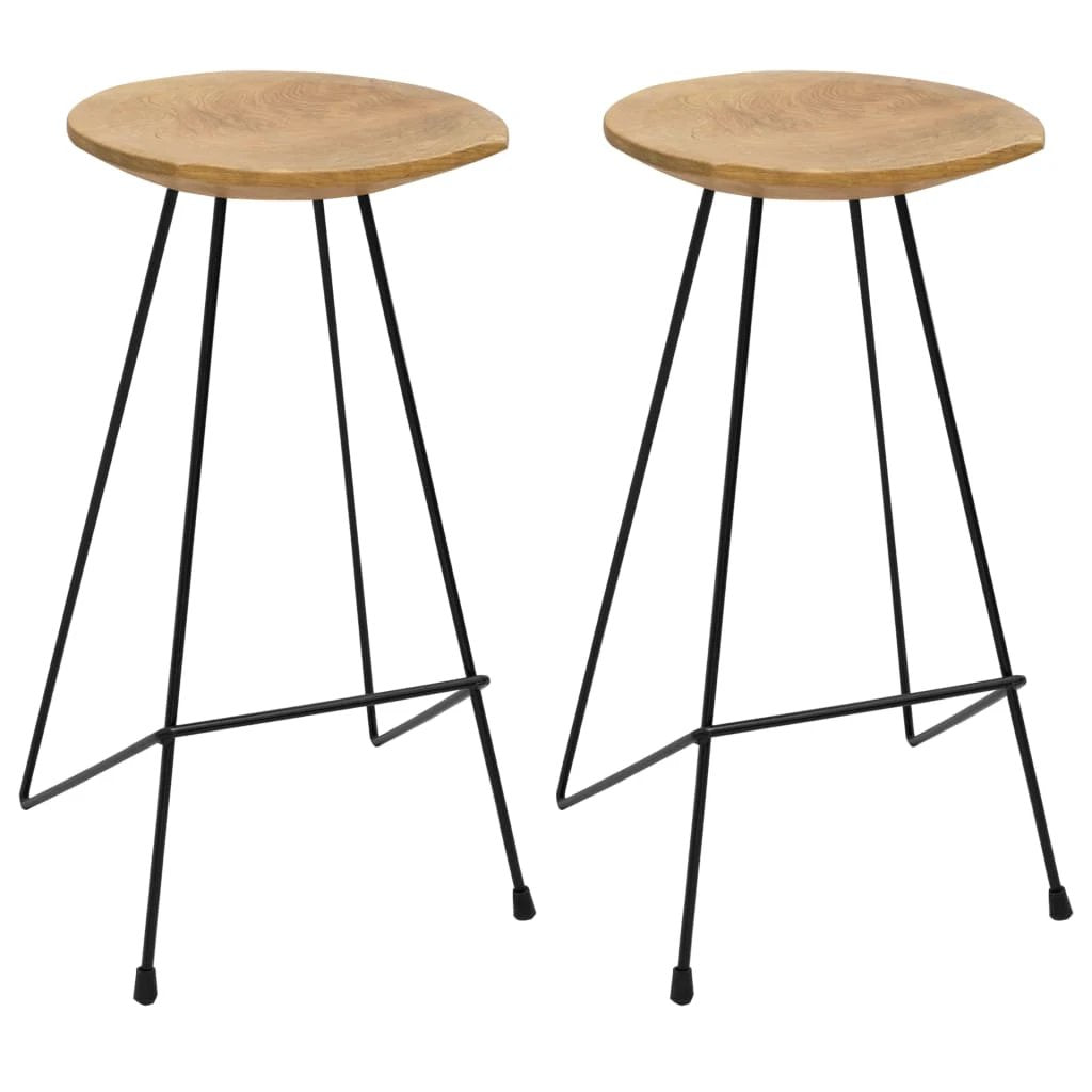 vidaXL Bar Stools 2 pcs Solid Teak Wood by vidaXL