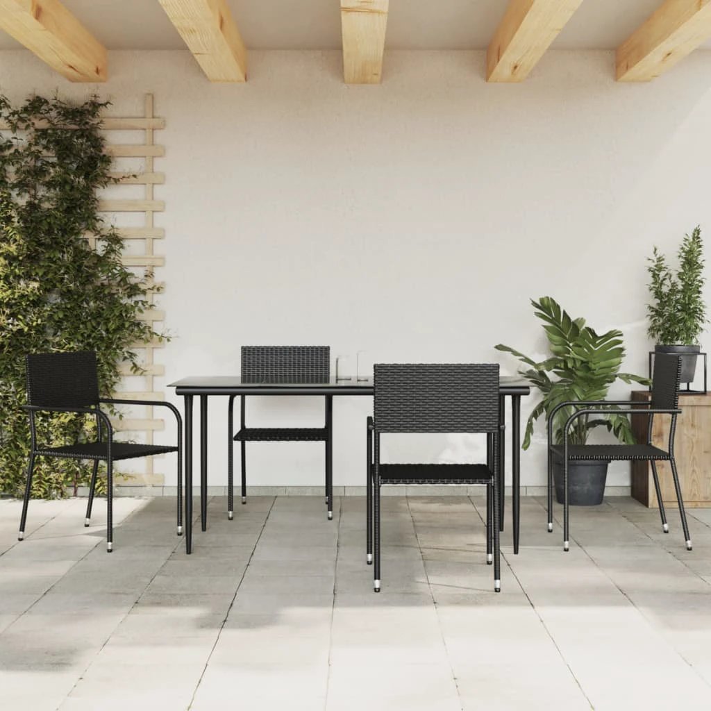 VidaXL Five Piece Garden Dining Poly Rattan Set by vidaXL