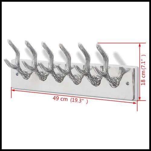 vidaXL Wardrobe Coat Hooks 2 pcs Silver Aluminium by vidaXL