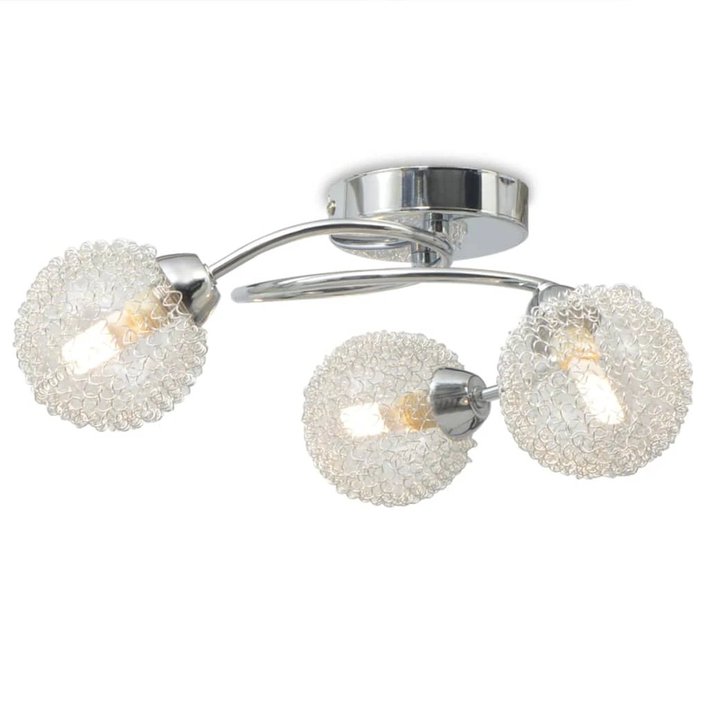 VidaXL Ceiling Lamp Three Globe Glass Shades Three LED Bulbs G9 120W For Living Room Decor by vidaXL