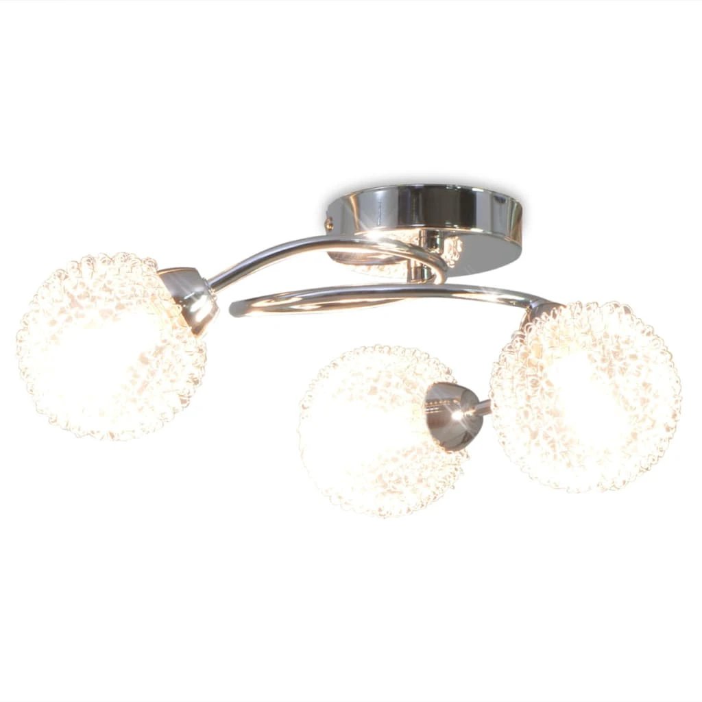VidaXL Ceiling Lamp Three Globe Glass Shades Three LED Bulbs G9 120W For Living Room Decor by vidaXL