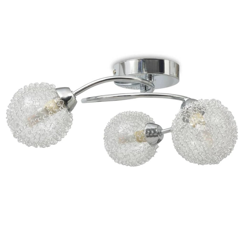 VidaXL Ceiling Lamp Three Globe Glass Shades Three LED Bulbs G9 120W For Living Room Decor by vidaXL