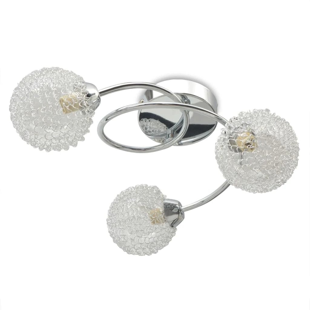 VidaXL Ceiling Lamp Three Globe Glass Shades Three LED Bulbs G9 120W For Living Room Decor by vidaXL