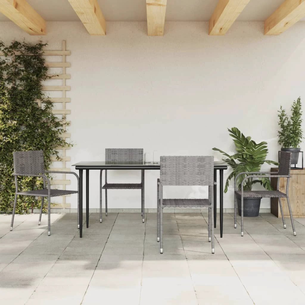 VidaXL Five Piece Garden Dining Poly Rattan Set by vidaXL