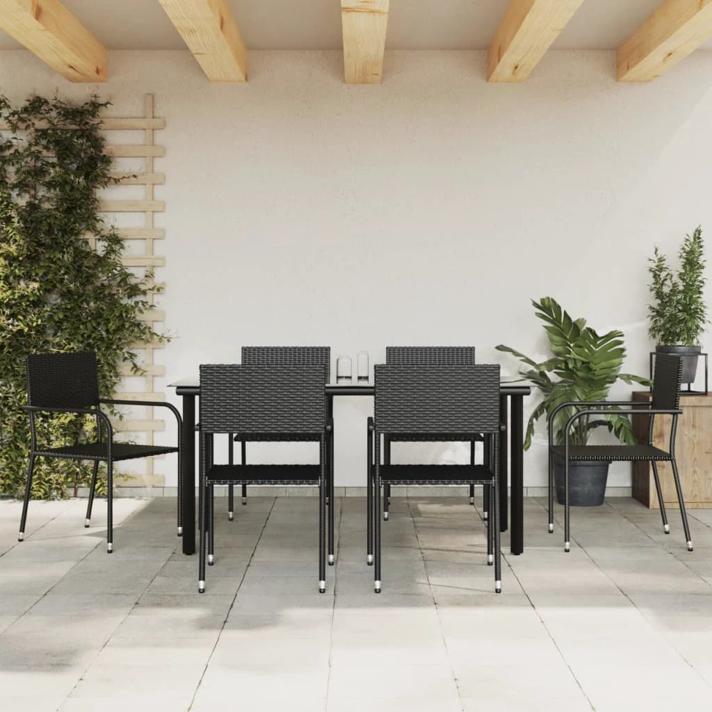vidaXL VidaXL Garden Dining Set 5pc Black PolyRattan - Garden Set