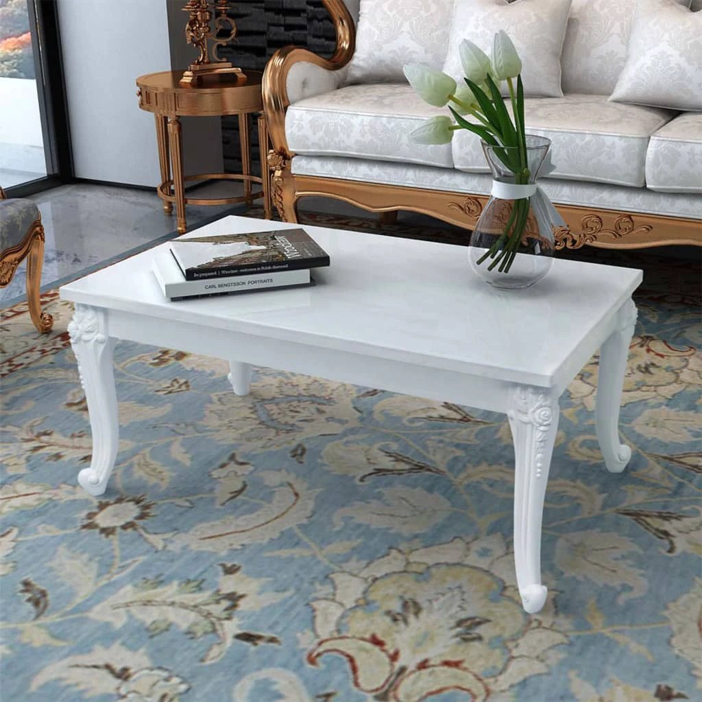 vidaXL vidaXL Coffee Table 100x50x42 cm High Gloss White Durable Engineered Wood For Living Room Decor - Coffee Table