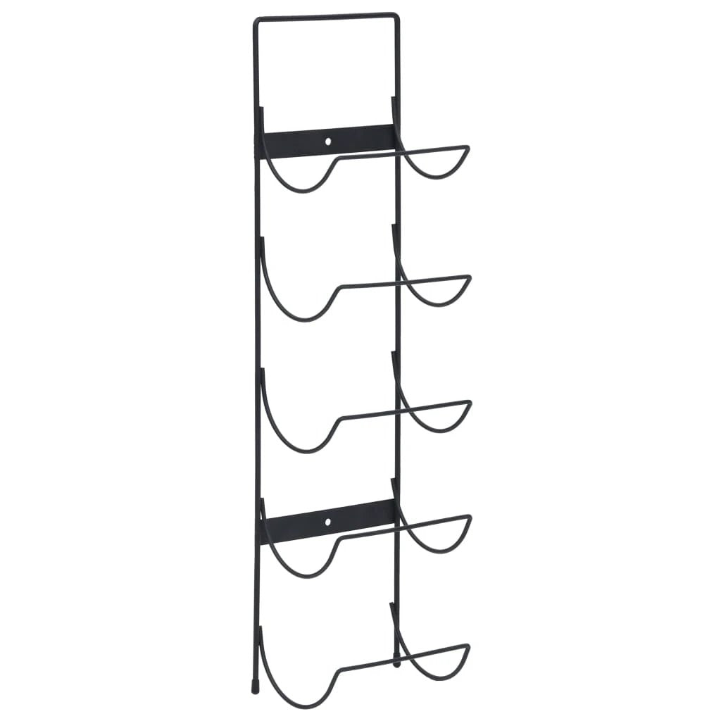 vidaXL vidaXL Wall Mounted Wine Rack for 5 Bottles Black Iron - Wine Rack
