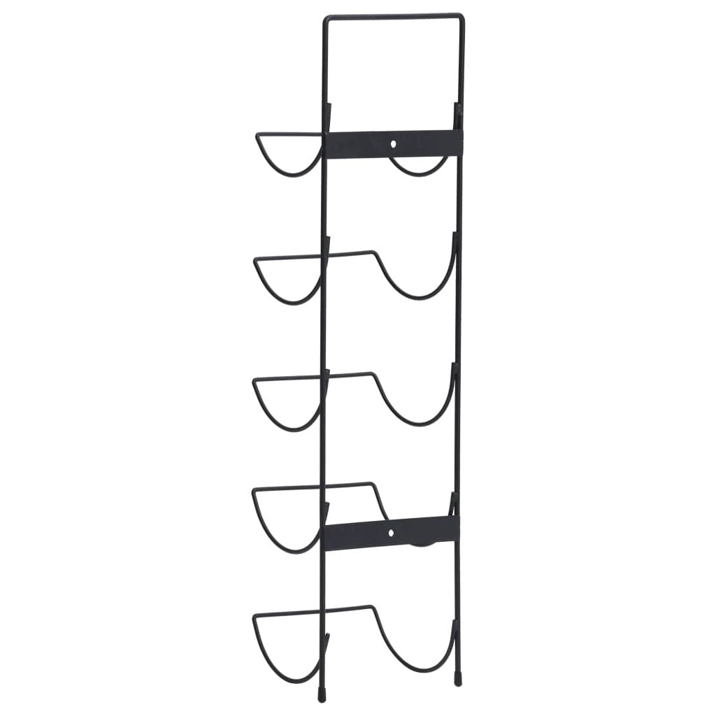 vidaXL vidaXL Wall Mounted Wine Rack for 5 Bottles Black Iron - Wine Rack