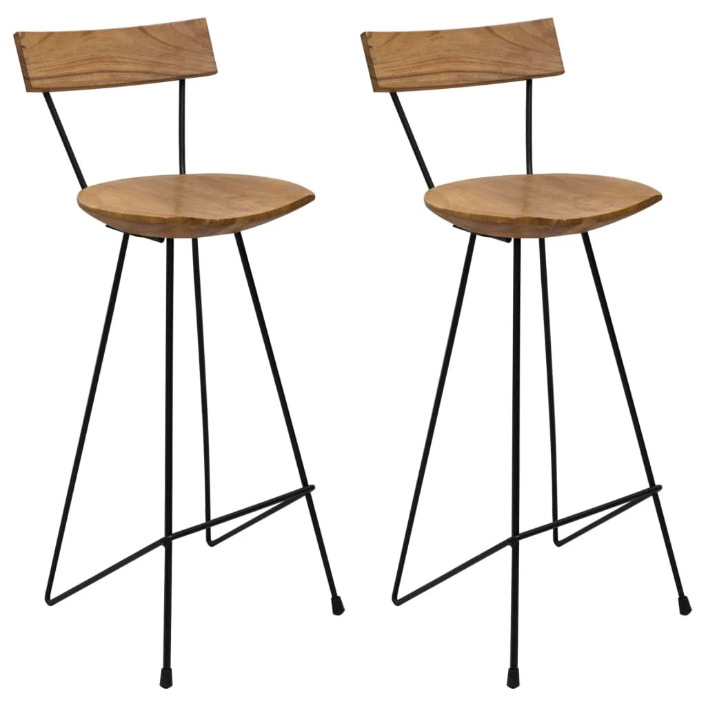 vidaXL Bar Stools 2 pcs Solid Teak Wood by vidaXL