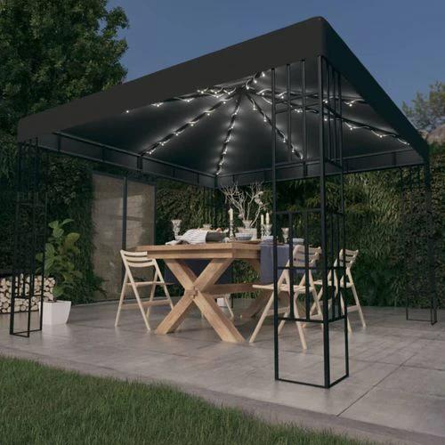vidaXL Gazebo 3x3 m with LED String Lights for Outdoor Gatherings and Shade by vidaXL