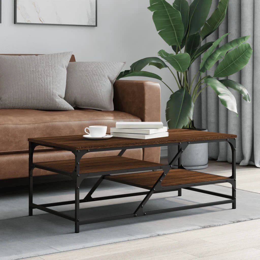 vidaXL VidaXL Coffee Table 100x49x40 Cm Engineered Wood Moisture Resistant With Open Shelves Living Room - Coffee Table