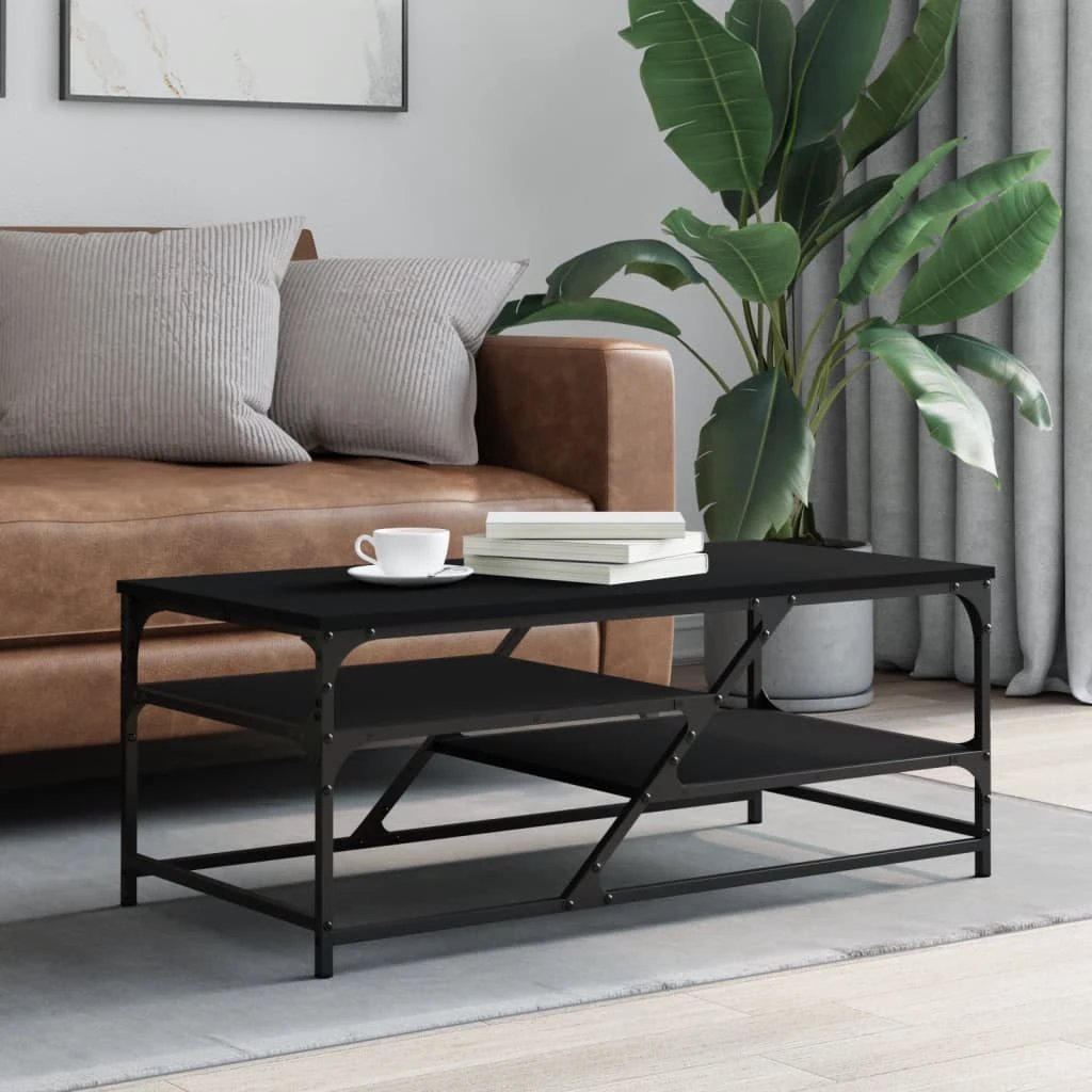 vidaXL VidaXL Coffee Table 100x49x40 Cm Engineered Wood Moisture Resistant With Open Shelves Living Room - Coffee Table