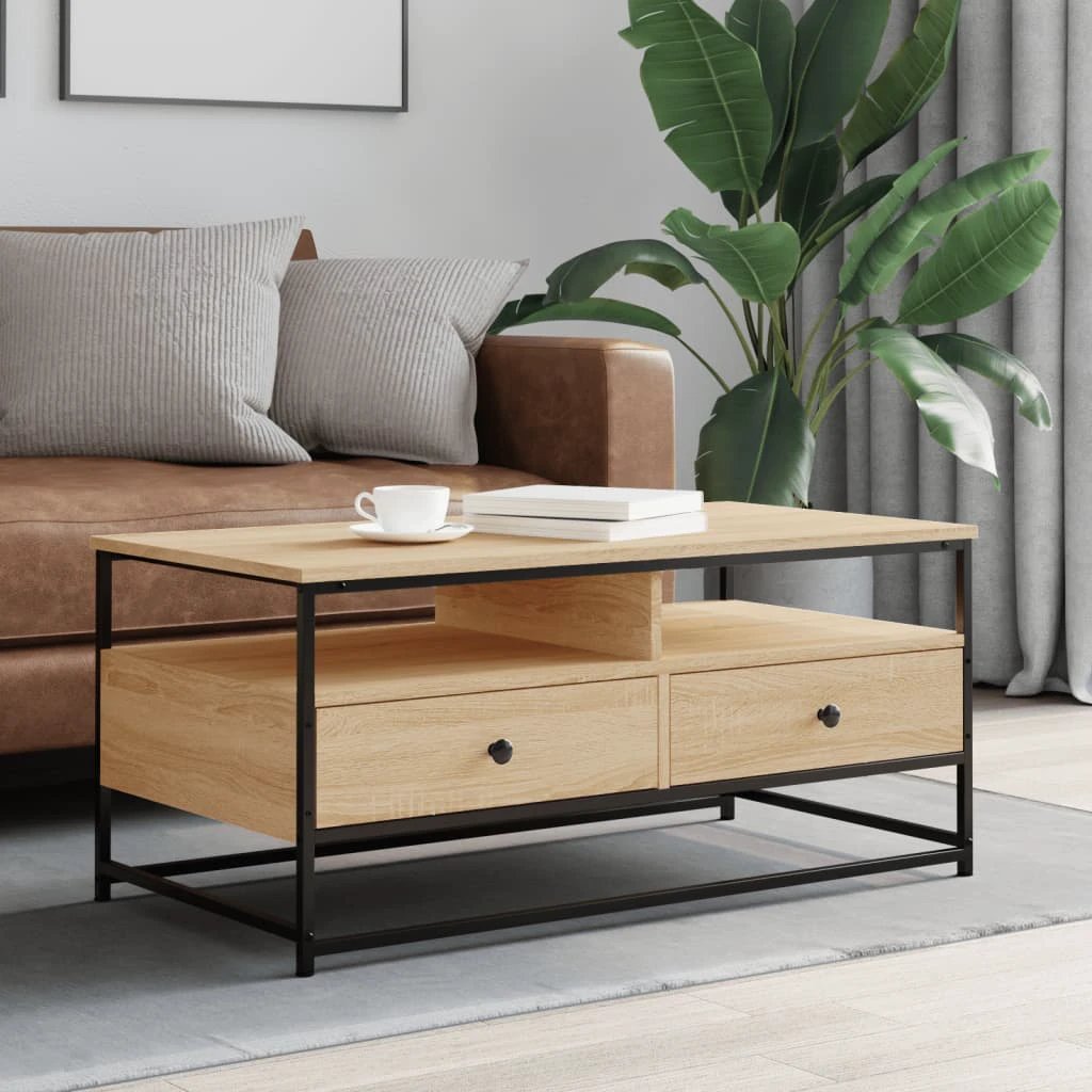 vidaXL VidaXL Coffee Table 100x51x45 Cm Engineered Wood Black Home - Coffee Table