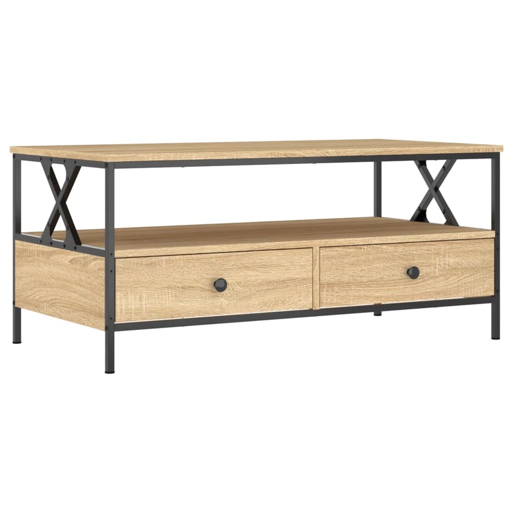 vidaXL VidaXL Coffee Table 100x51x45 Cm Engineered Wood With Two Drawers For Living Room - Coffee Table