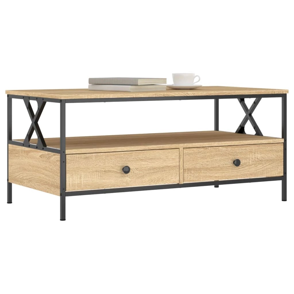 vidaXL VidaXL Coffee Table 100x51x45 Cm Engineered Wood With Two Drawers For Living Room - Coffee Table