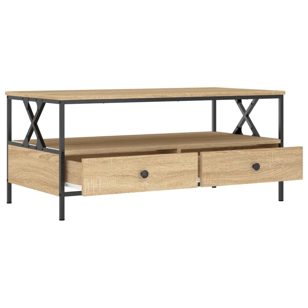 vidaXL VidaXL Coffee Table 100x51x45 Cm Engineered Wood With Two Drawers For Living Room - Coffee Table