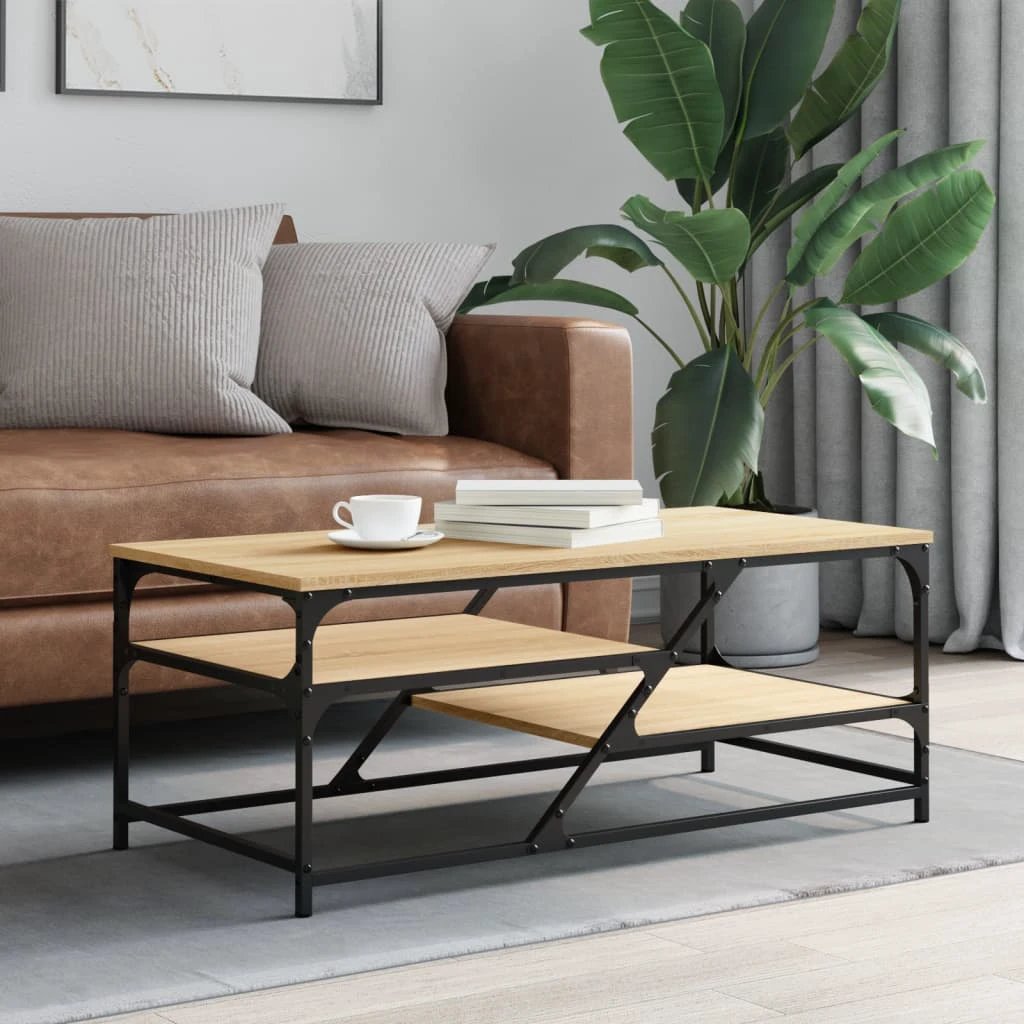 VidaXL Coffee Table 100x49x40 Cm Engineered Wood Moisture Resistant With Open Shelves Living Room by vidaXL